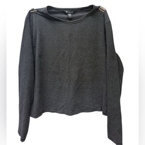 Athleta Black and Gray Striped Long Sleeve Top